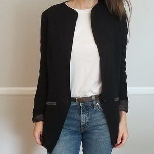 Lush Long Lapel Black 90s Cut Single Button Blazer